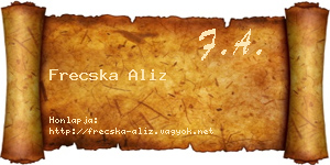 Frecska Aliz névjegykártya